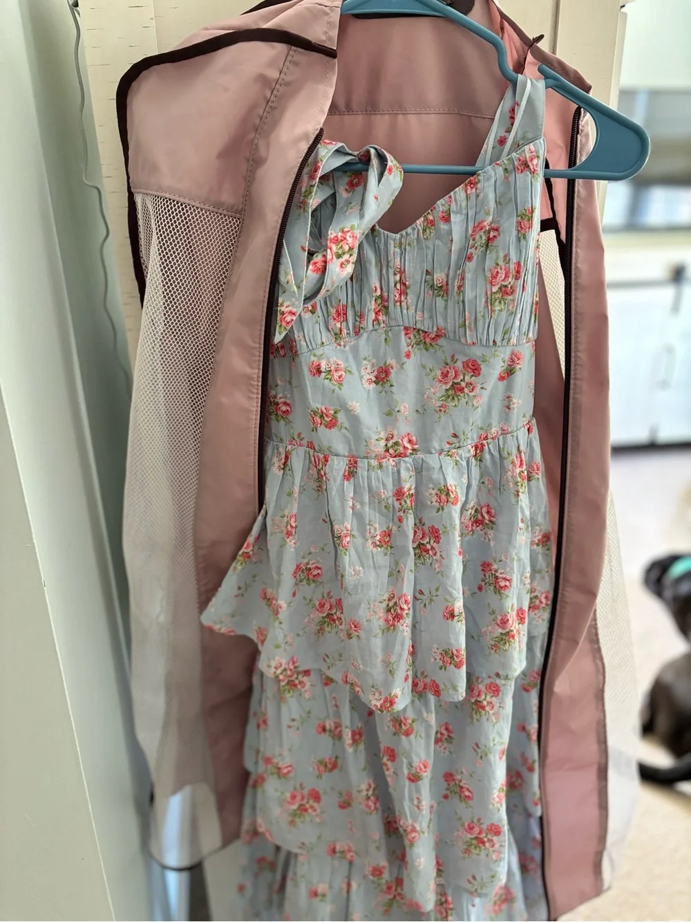 Abercrombie & Fitch Powder Blue Floral Tiered Maxi Dress